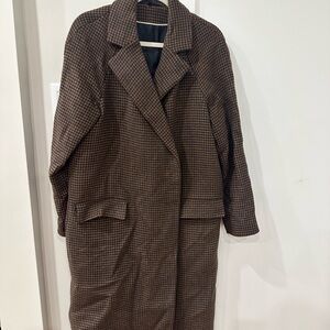 COS Brown Checkered Pea Coat